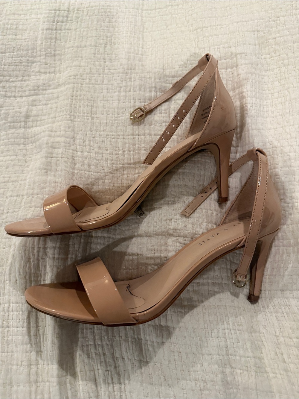 Kelly & Katie Nude Patent Ankle-Strap Stiletto Heels